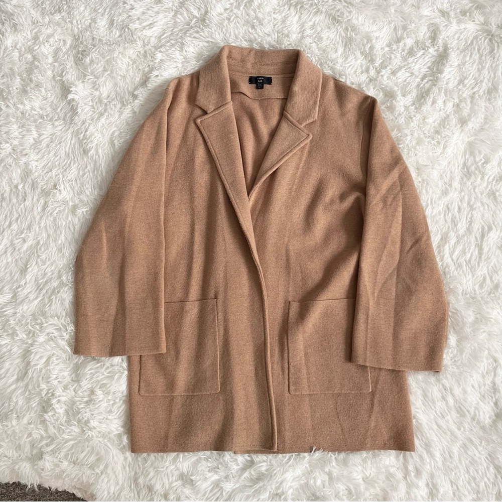 J. Crew 365 Beige Tan Sweater Blazer Cardigan Pockets Size XXL Wool Blend